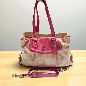 Coach Ashley Dotted Op Art Satchel-Pink! F20019 Handbag!!